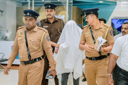 Sri Lanka customs officers inspecting seized Kush drugs at Katunayake Airport