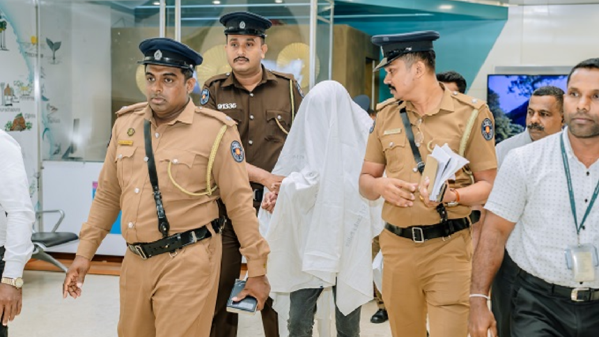 Sri Lanka customs officers inspecting seized Kush drugs at Katunayake Airport
